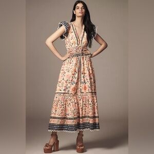 NWT Farm Rio Superbloom Tapestry Cream Maxi Dress